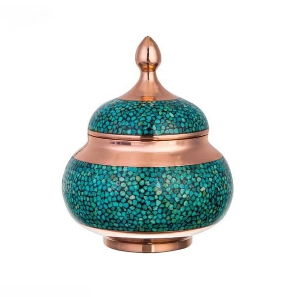 Iranian Turquoise Handicraft Copper Container 17 CM Height Code 2,Turquoise jar,Turquoise plate,Turquoise miror