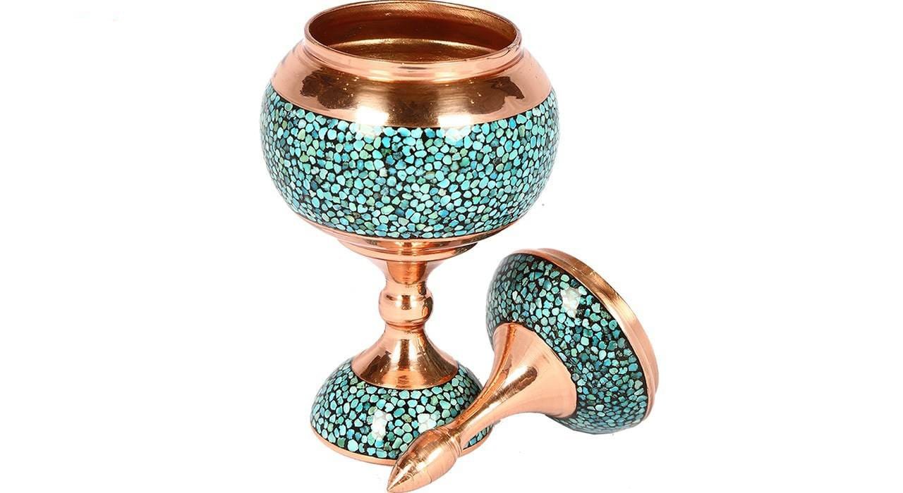 Persian Turquoise Handicraft Copper Container Model Payehdar 133,Turquoise handicraft,buy Turquoise,purchase Turquoise