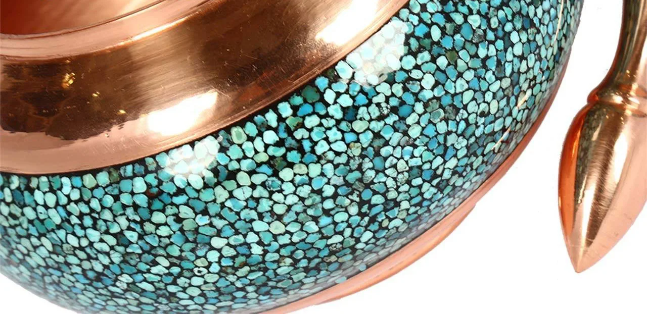 Iranian Turquoise Handicraft Copper Container Model 19,persian Turquoise,iran Turquoise,blue Turquoise