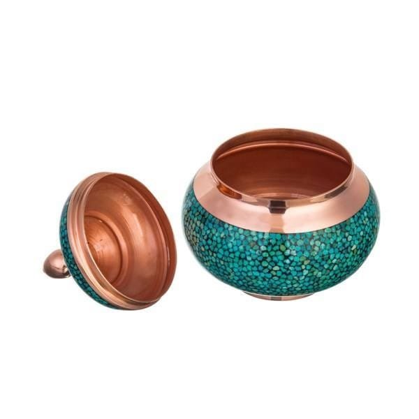 Iranian Turquoise Handicraft Copper Container 17 CM Height Code 2,Turquoise jar,Turquoise plate,Turquoise miror