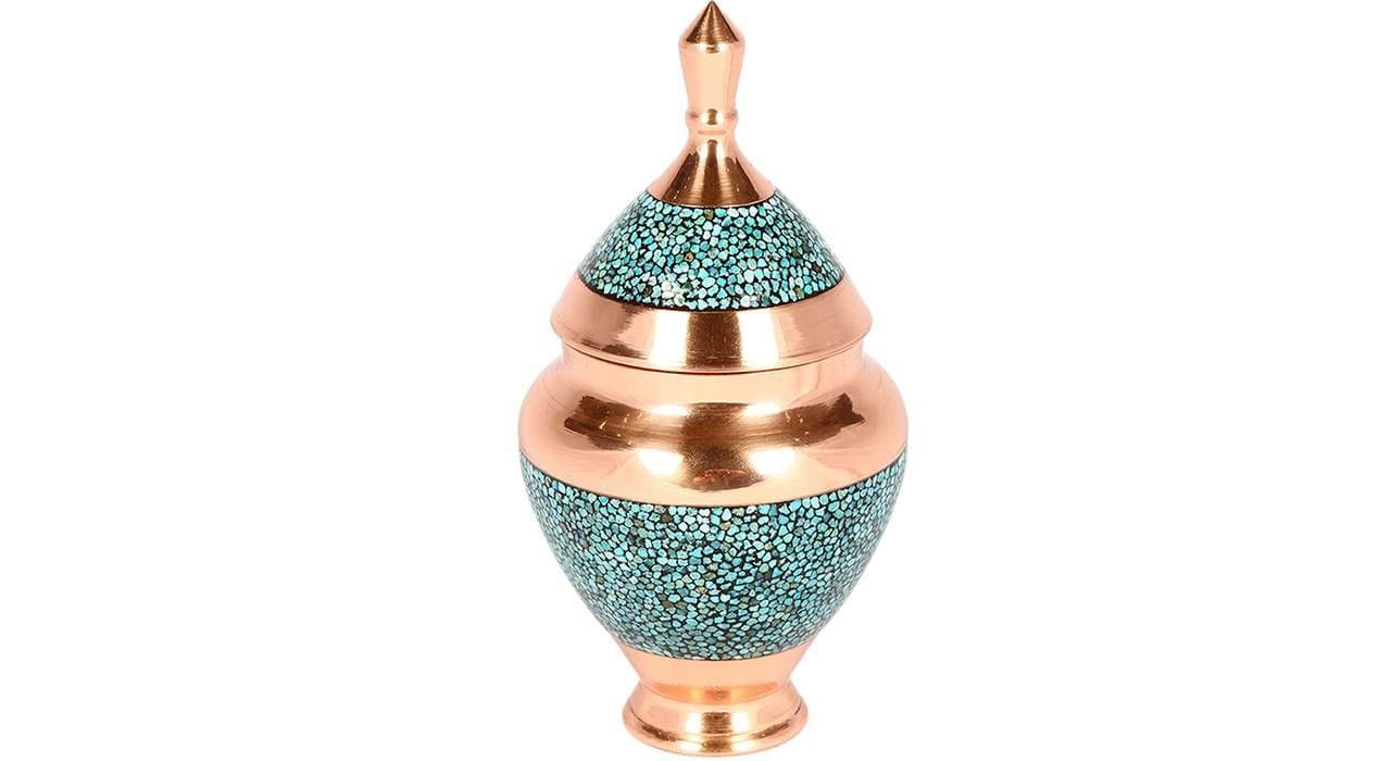 Iranian Turquoise Handicraft Copper Container Model Ananasi 17,iranian Turquoise,persian Turquoise,iran Turquoise,blue Turquoise