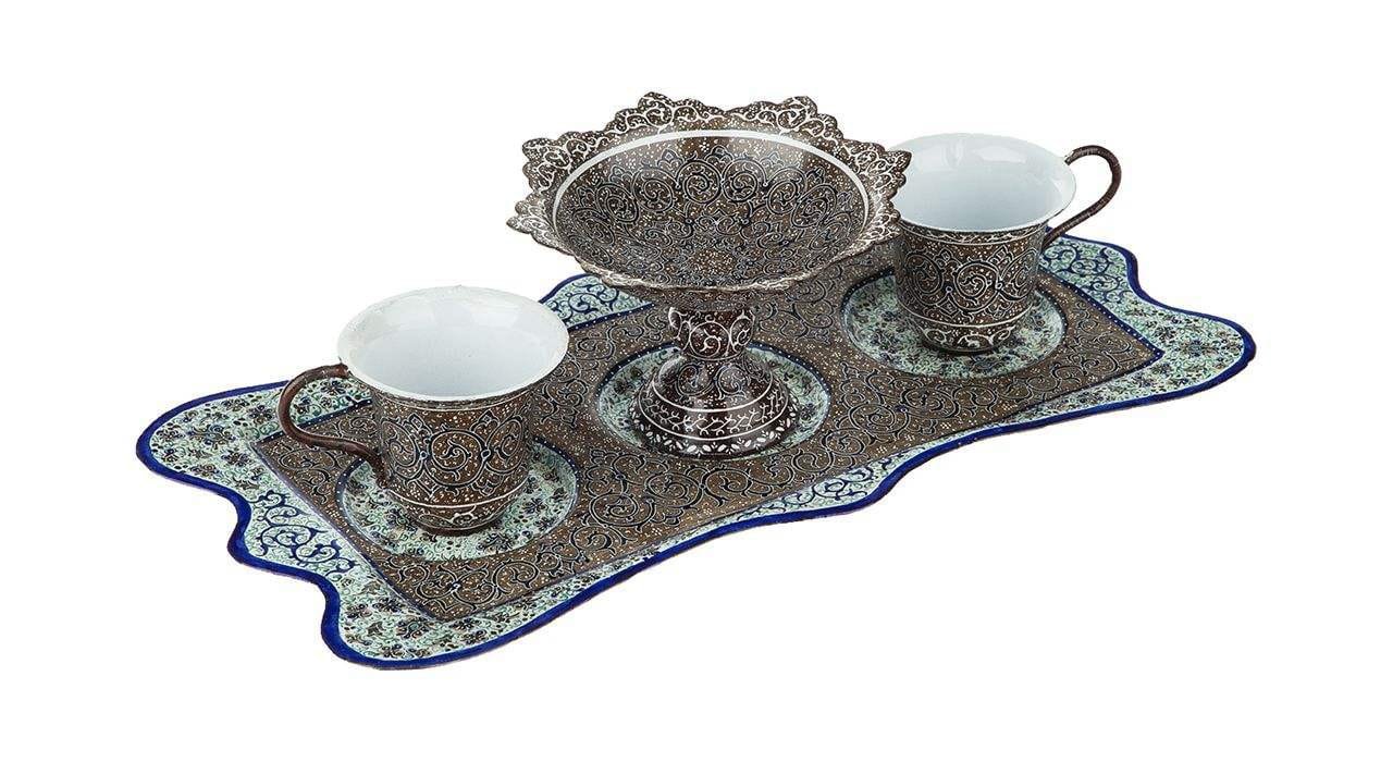 Persian Enamel Handicraft Tea Set Model 60,iranian handicrafts,persian handicrafts,iranian enamel shop,iranian dishes,iranian art