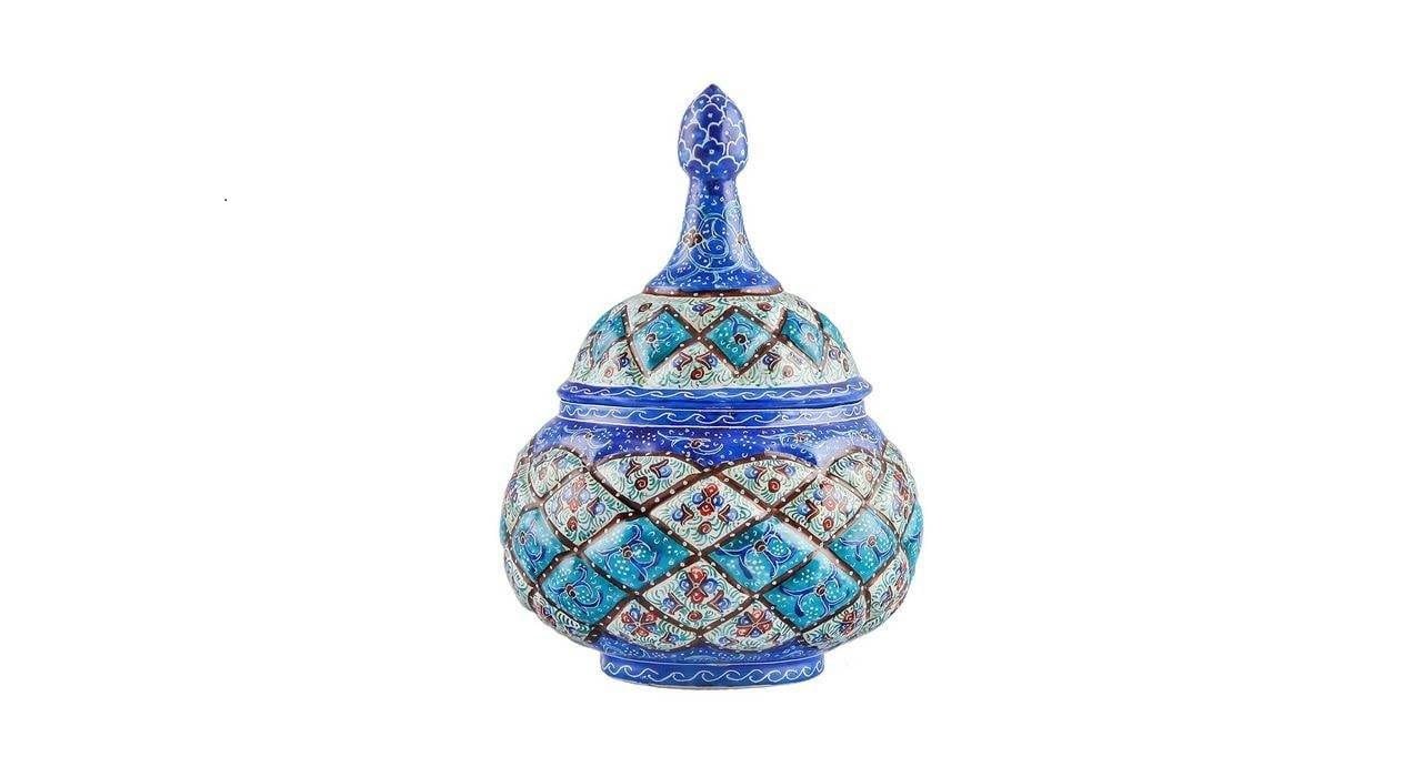 Enamel Handicraft Copper Container Barjasteh Design,price of enamel plate,prices of enamel jar,prices of enamel pot