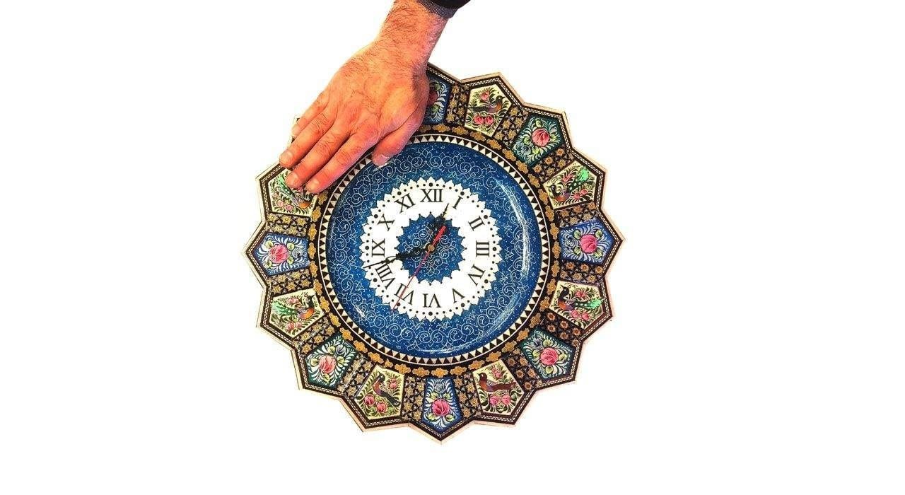 Khatam clock Gol And parandeh Design Model 1089,khatam handmade suppliers,khatam handmade producers,