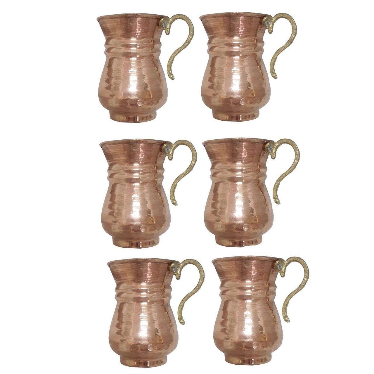Handicraft Copper glass 6 pcs Code 22,price of copper glasess,price of copper spoon,price of copper pot