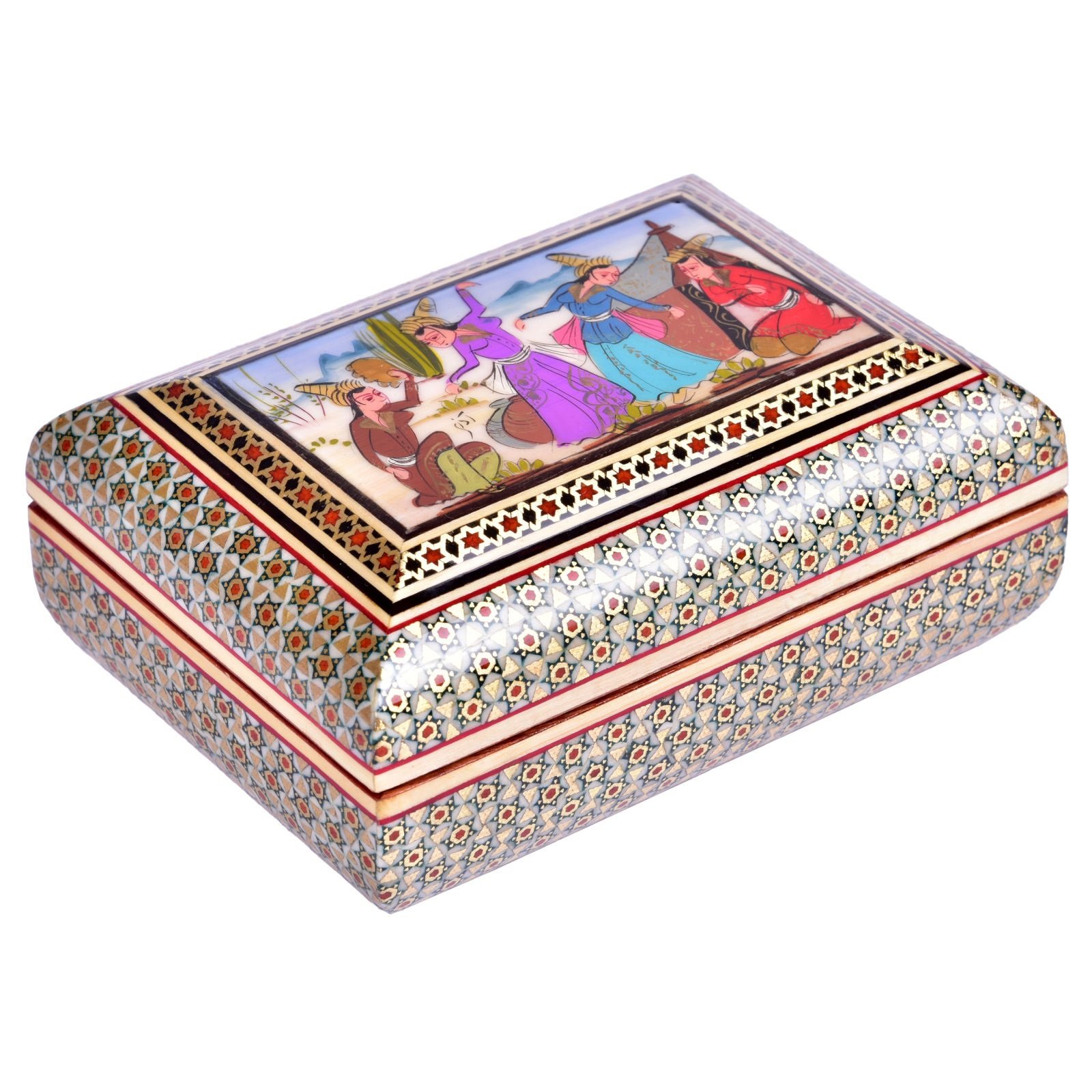 Khatam Jewelry box Majlesi Design code TM 1410, Khatam box, Inlaid, Khatam Jewelry box, Khatam Jewelry box Majlesi Design