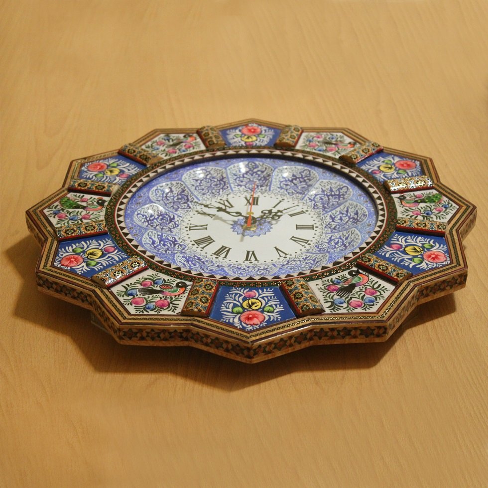 Khatam clock Birds Design Code 041007700006 , Khatam clock, Inlaid, Khatam clock model, Khatam