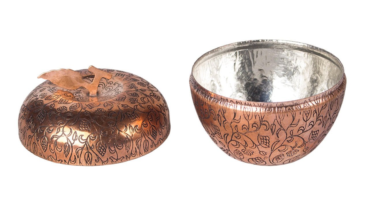 Handicraft Copper container Apple design model 599,구리 찻주전자,구리 디자인,구리 장식,구리 수공예품