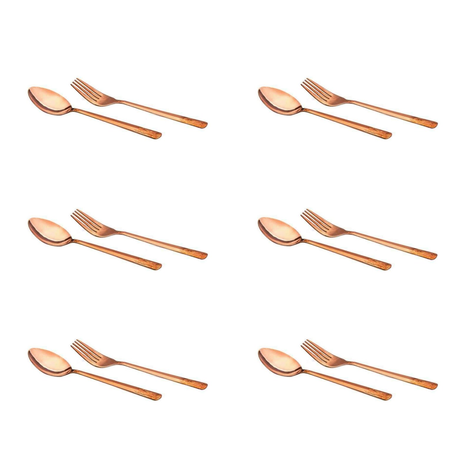 Handicraft Copper spoon and fork code 01 set 12 pcs, koperen goederen, koperen goederen prijs